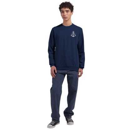 Sweat-shirt chrétien homme brodé « Jérémie 29:11 » bleu marine porté