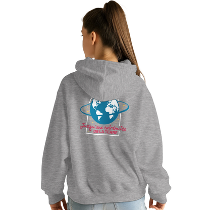 Sweat à capuche chrétien femme « Actes 1:8 » gris chiné dos