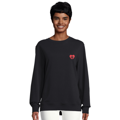 Sweat-shirt chrétien femme en coton bio « Sacré-Cœur » noir face