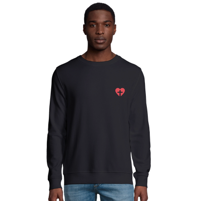Sweat-shirt chrétien homme en coton bio « Sacré-Cœur » noir face