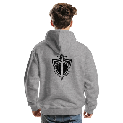 Sweat à capuche chrétien homme « 1 Samuel 17:47 » gris chiné dos