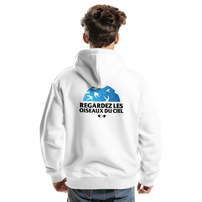 Sweat à capuche chrétien homme « Matthieu 6:26 » blanc dos