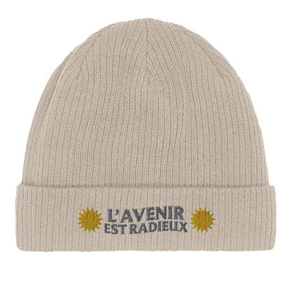 Bonnet chrétien en coton Bio « L’Avenir est Radieux » beige