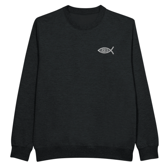 Sweat-shirt chrétien femme brodé « Ichthus » noir face
