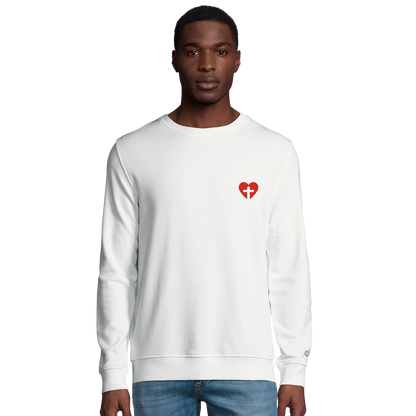 Sweat-shirt chrétien homme en coton bio « Sacré-Cœur » blanc face