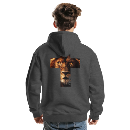 Sweat à capuche chrétien homme « Lion YHWH » charbon dos