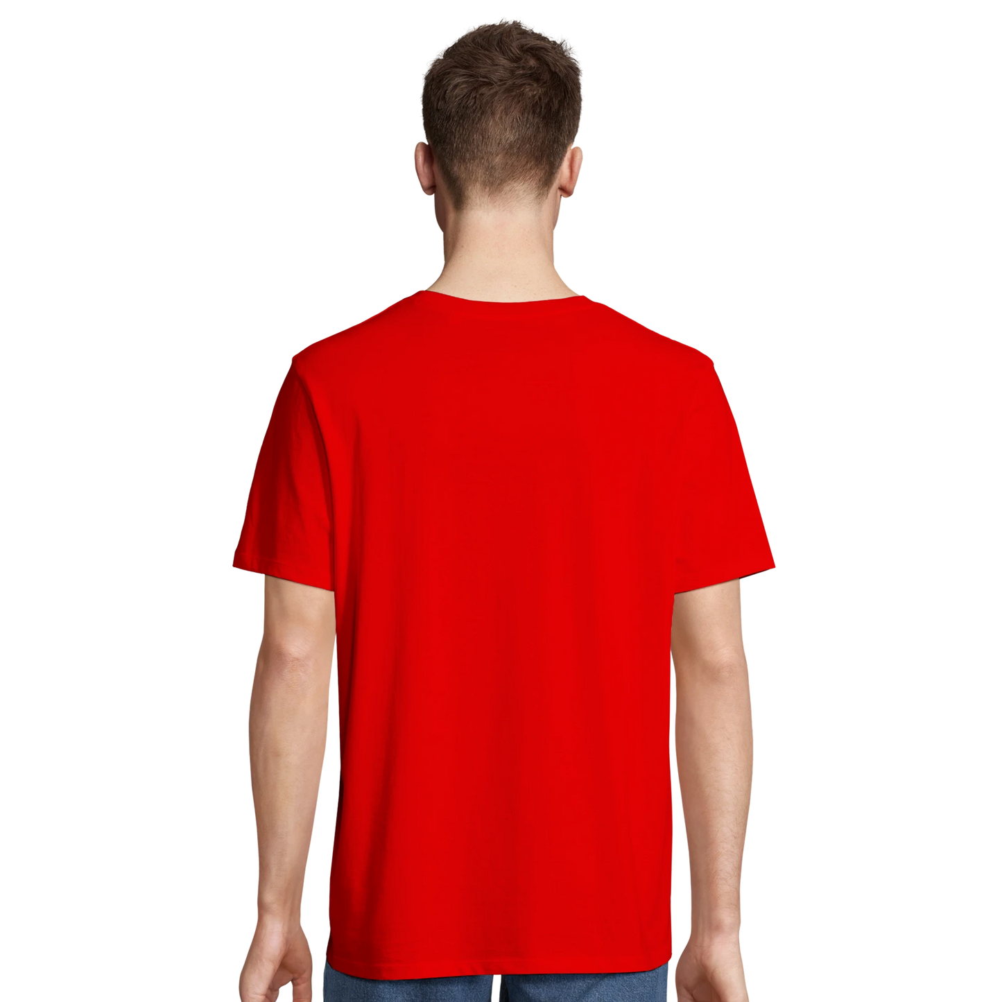 T-shirt chrétien homme en coton bio « Deutéronome 3:22 » rouge dos