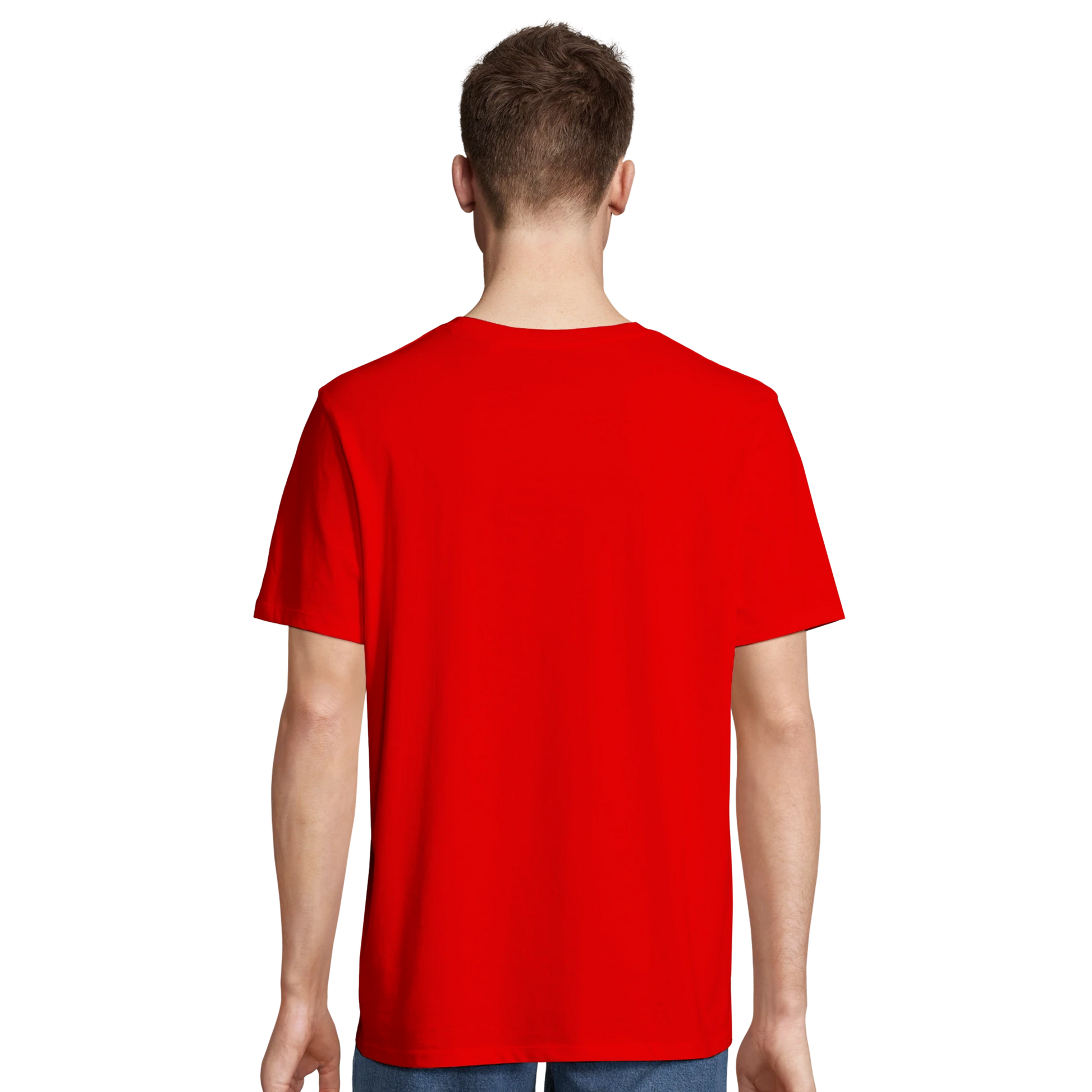 T-shirt chrétien homme en coton bio « Deutéronome 3:22 » rouge dos