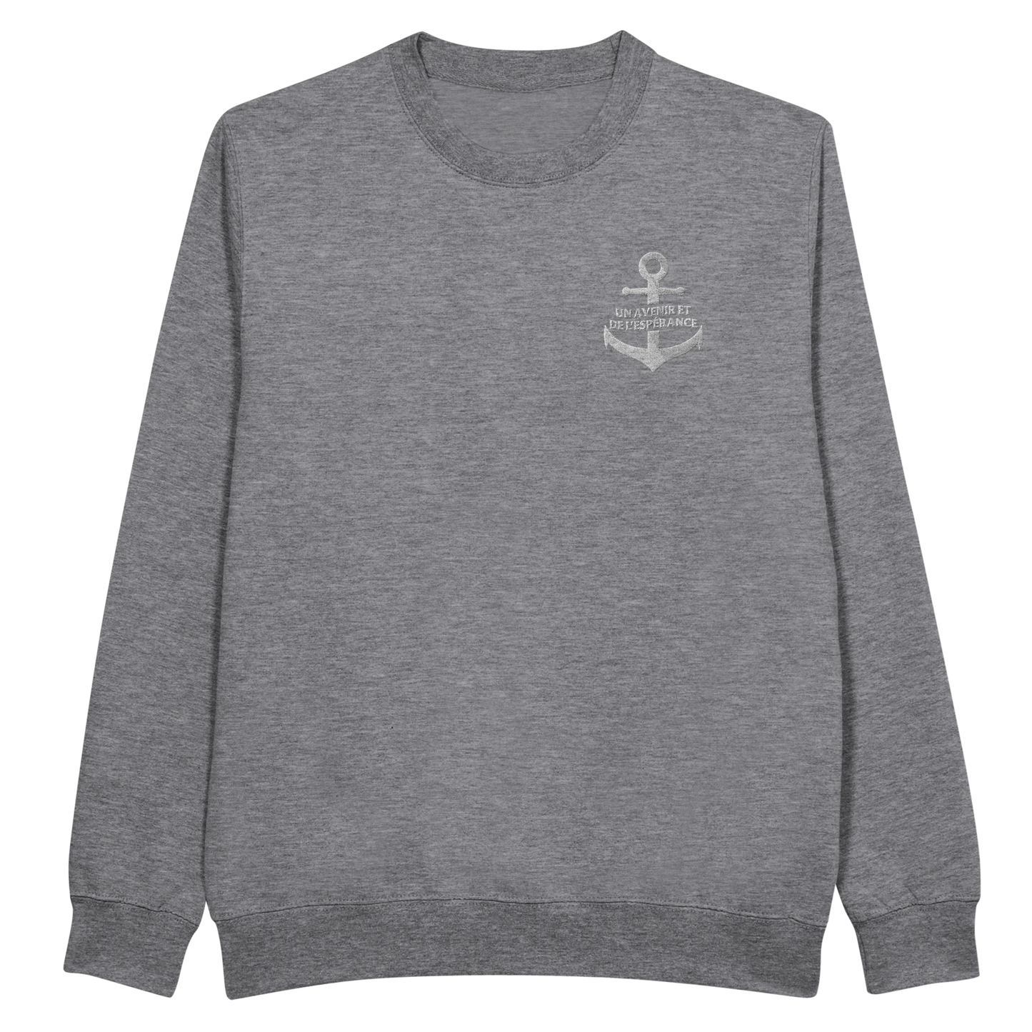 Sweat-shirt chrétien homme brodé « Jérémie 29:11 » gris bruyère face