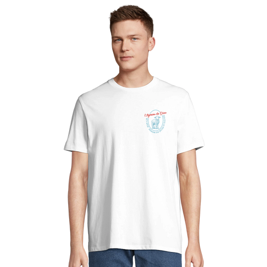 T-shirt chrétien homme en coton bio « Jean 1:29 » blanc face