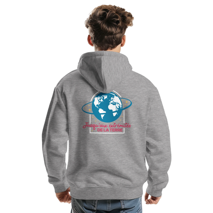 Sweat à capuche chrétien homme « Actes 1:8 » gris chiné dos