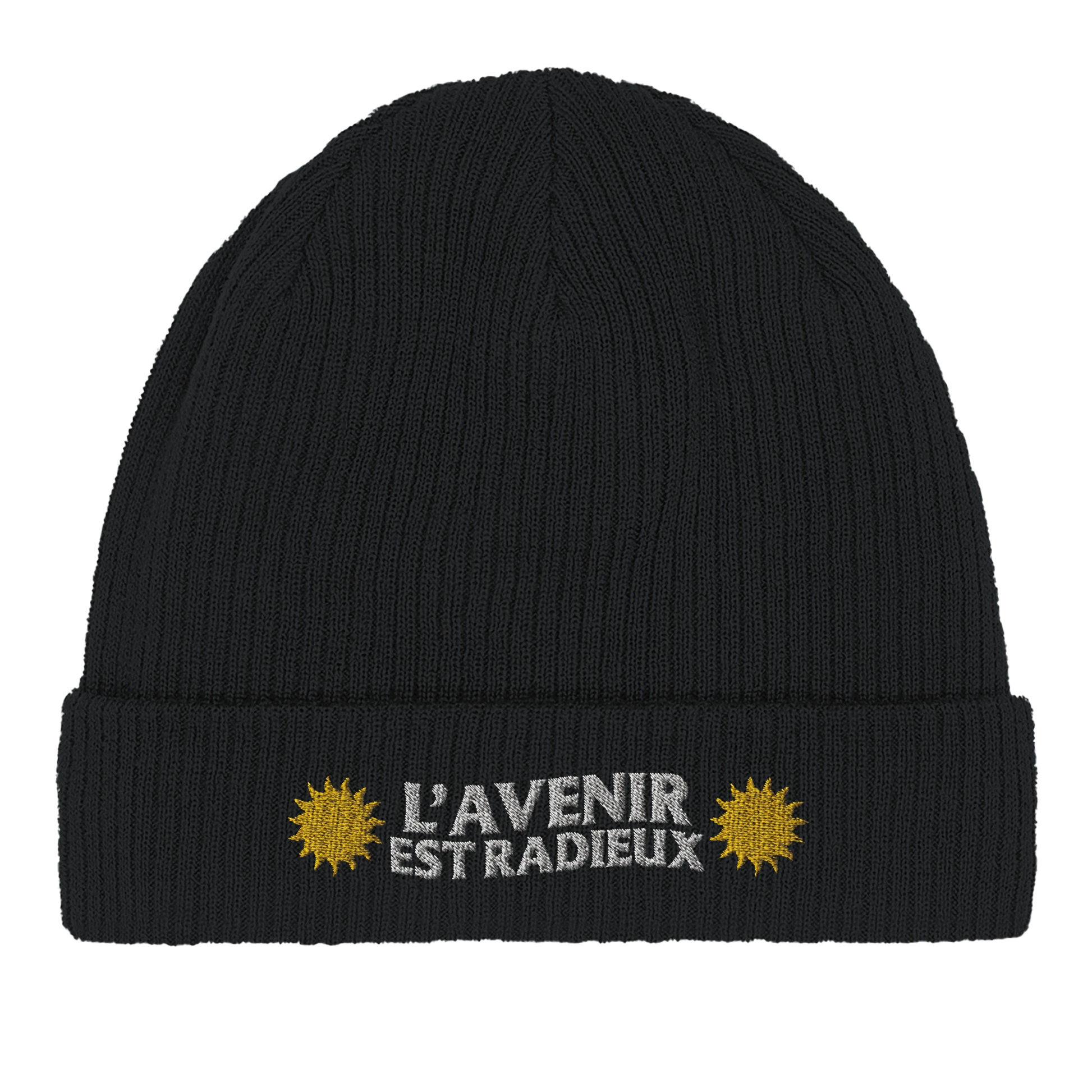 Bonnet chrétien en coton Bio « L’Avenir est Radieux » noir