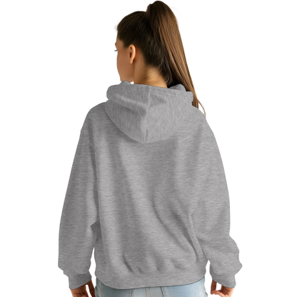 Sweat à capuche chrétien femme « YHWH » gris chiné dos