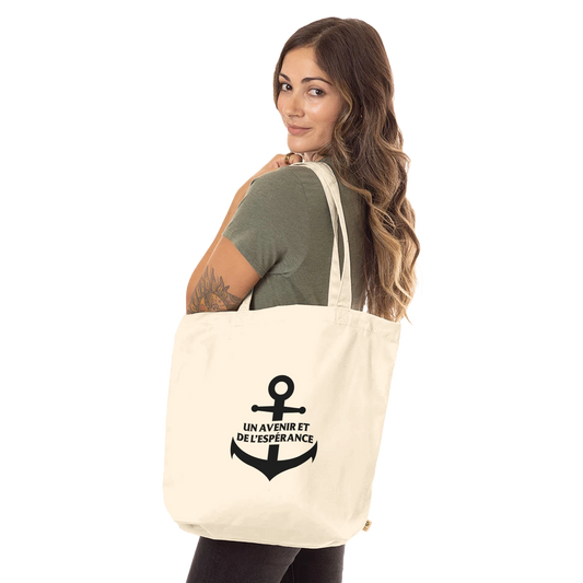 Tote bag chrétien en coton bio « Jérémie 29:11 » présentation