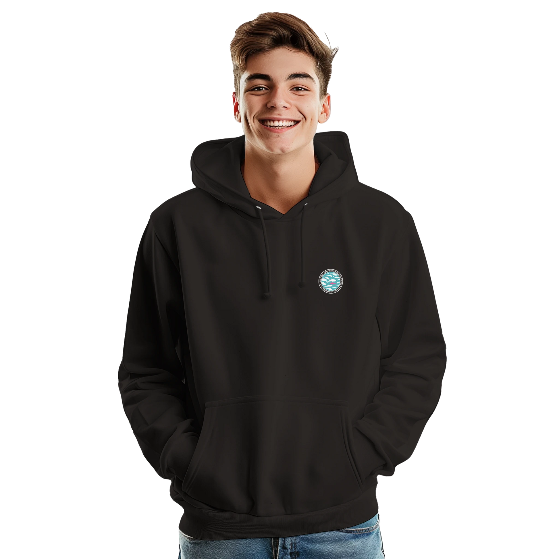 Sweat à capuche chrétien homme « Romains 12:2 » noir face